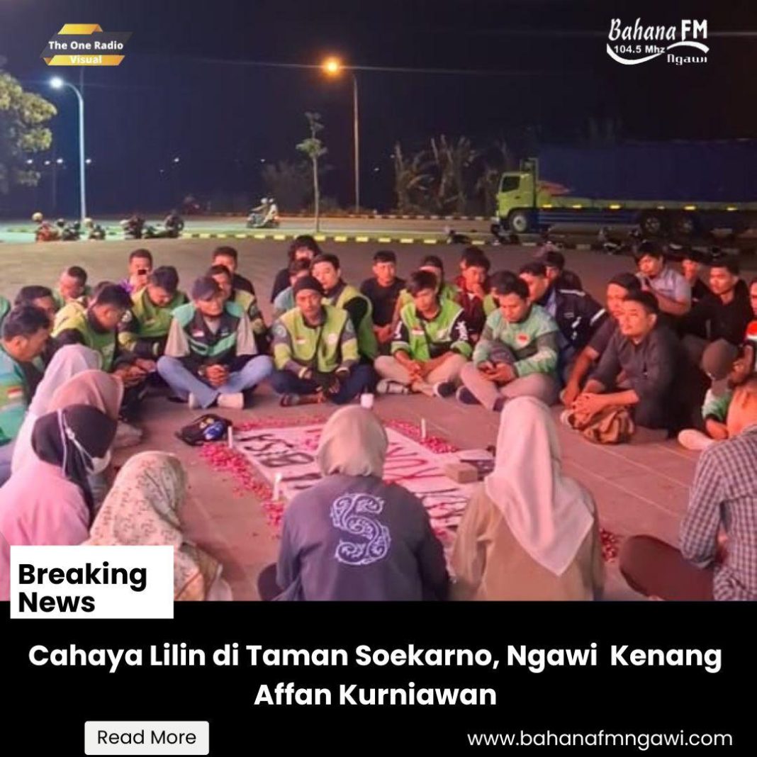 Cahaya Lilin di Taman Soekarno, Ngawi Kenang Affan Kurniawan