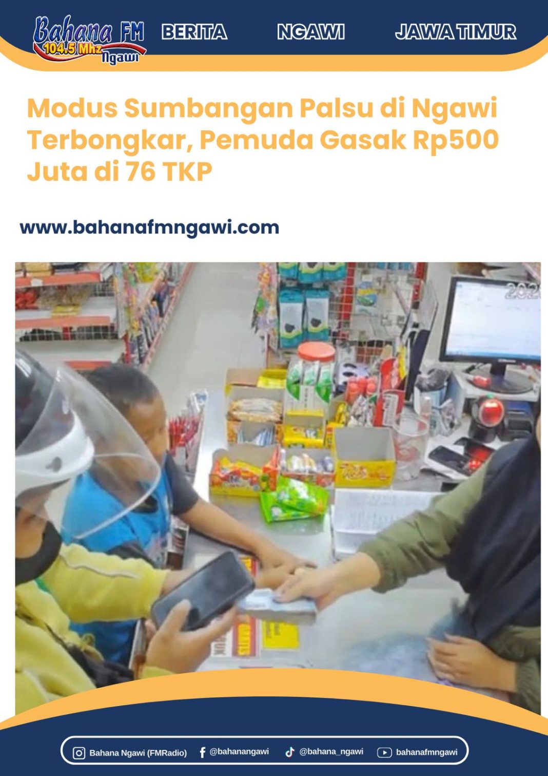 Modus Sumbangan Palsu di Ngawi Terbongkar, Pemuda Gasak Rp500 Juta di 76 TKP
