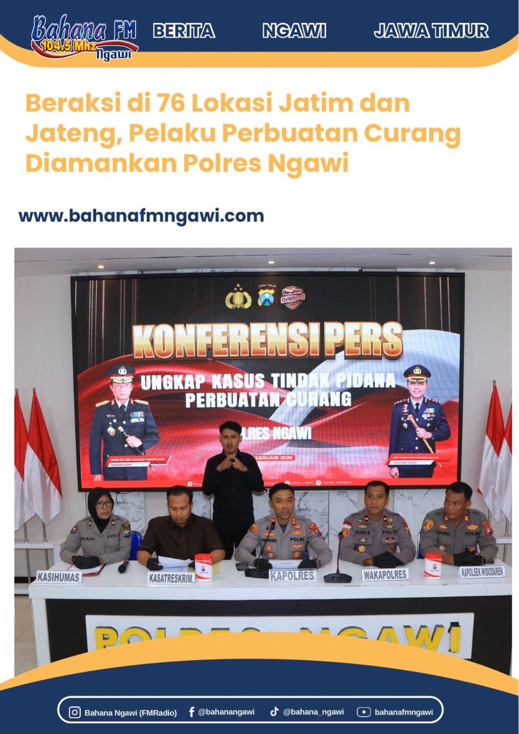 Beraksi di 76 Lokasi Jatim dan Jateng, Pelaku Perbuatan Curang Diamankan Polres Ngawi