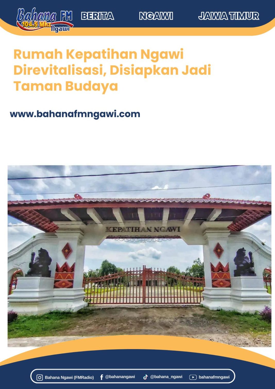 Rumah Kepatihan Ngawi Direvitalisasi, Disiapkan Jadi Taman Budaya