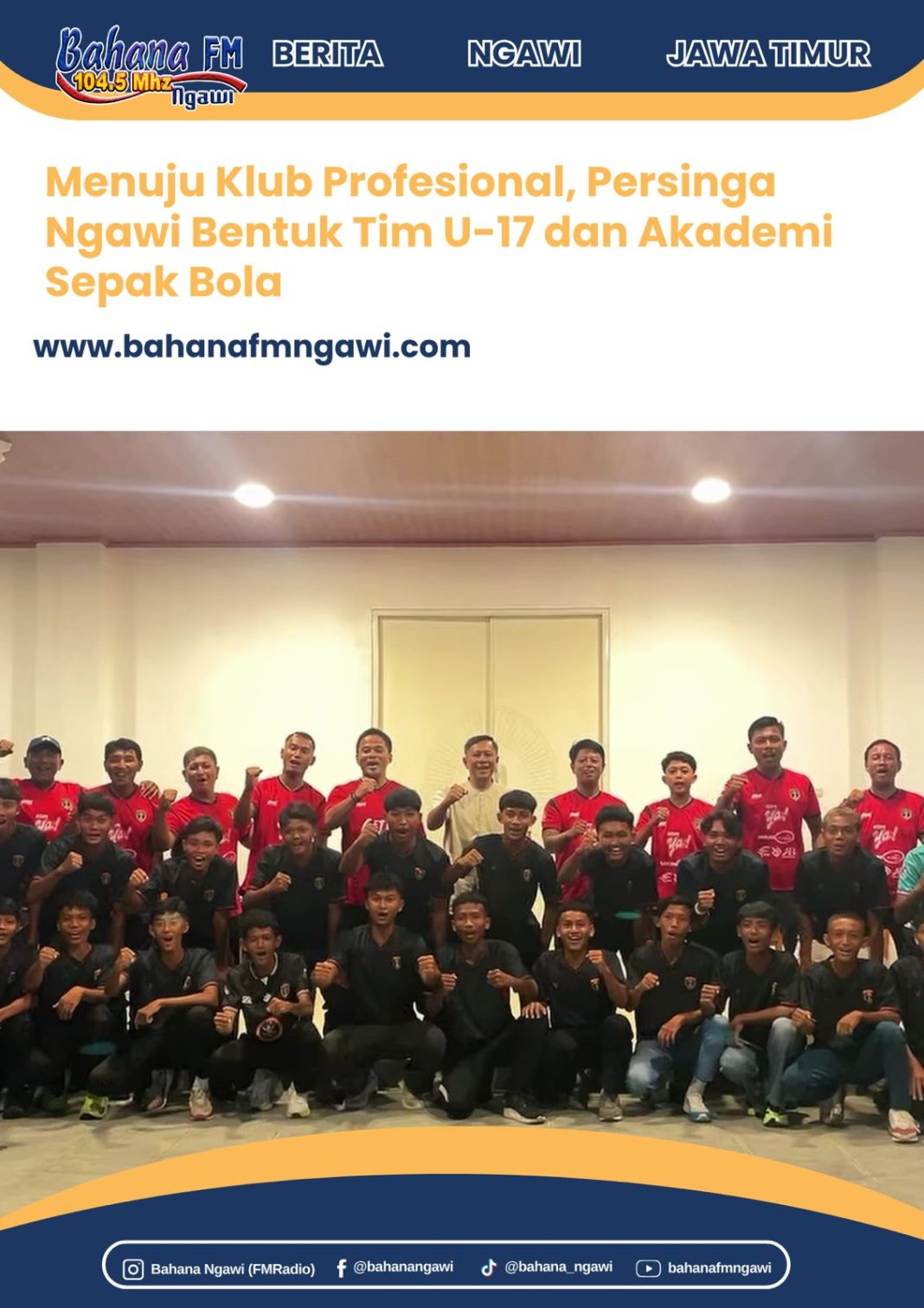 Menuju Klub Profesional, Persinga Ngawi Bentuk Tim U-17 dan Akademi Sepak Bola