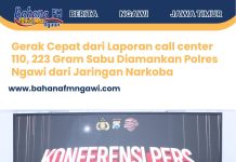 Gerak Cepat dari Laporan call center 110, 223 Gram Sabu Diamankan Polres Ngawi dari Jaringan Narkoba