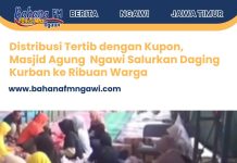 Distribusi Tertib dengan Kupon, Masjid Agung Ngawi Salurkan Daging Kurban ke Ribuan Warga