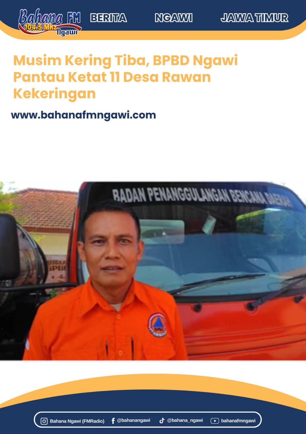 Musim Kering Tiba, BPBD Ngawi Pantau Ketat 11 Desa Rawan Kekeringan
