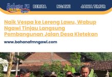 Naik Vespa ke Lereng Lawu, Wabup Ngawi Tinjau Langsung Pembangunan Jalan Desa Kletekan