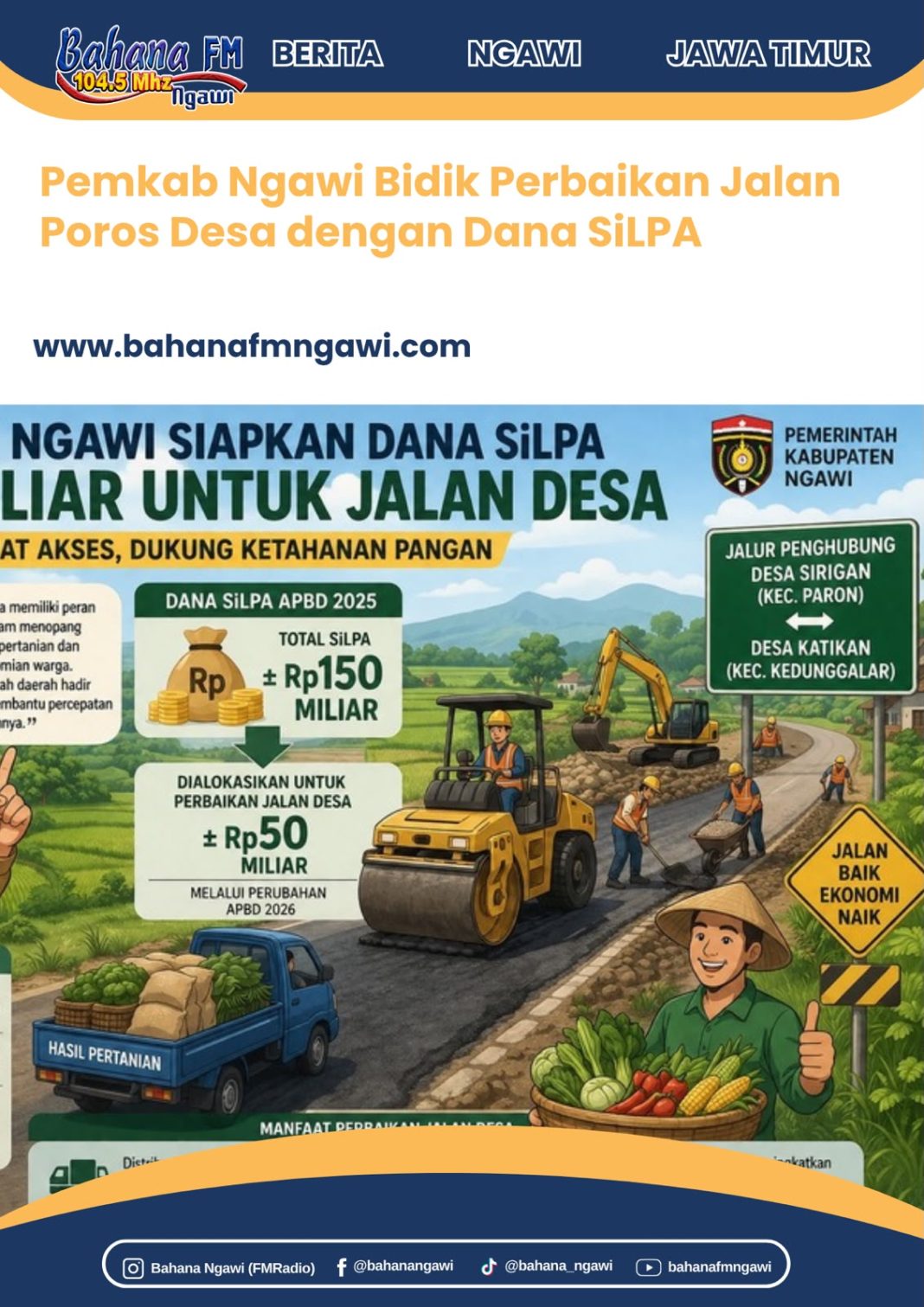 Pemkab Ngawi Bidik Perbaikan Jalan Poros Desa dengan Dana SiLPA