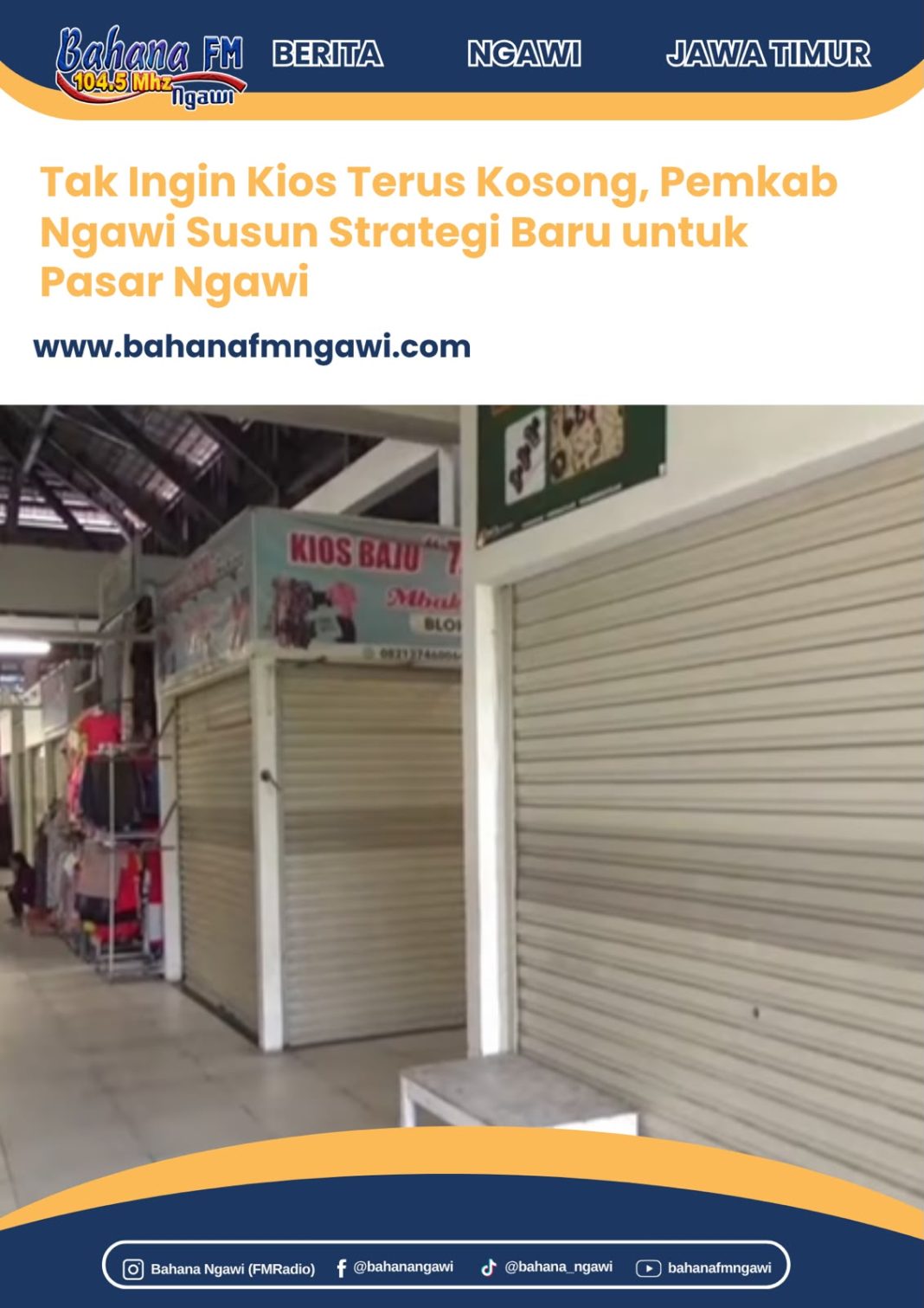 Tak Ingin Kios Terus Kosong, Pemkab Ngawi Susun Strategi Baru untuk Pasar Ngawi