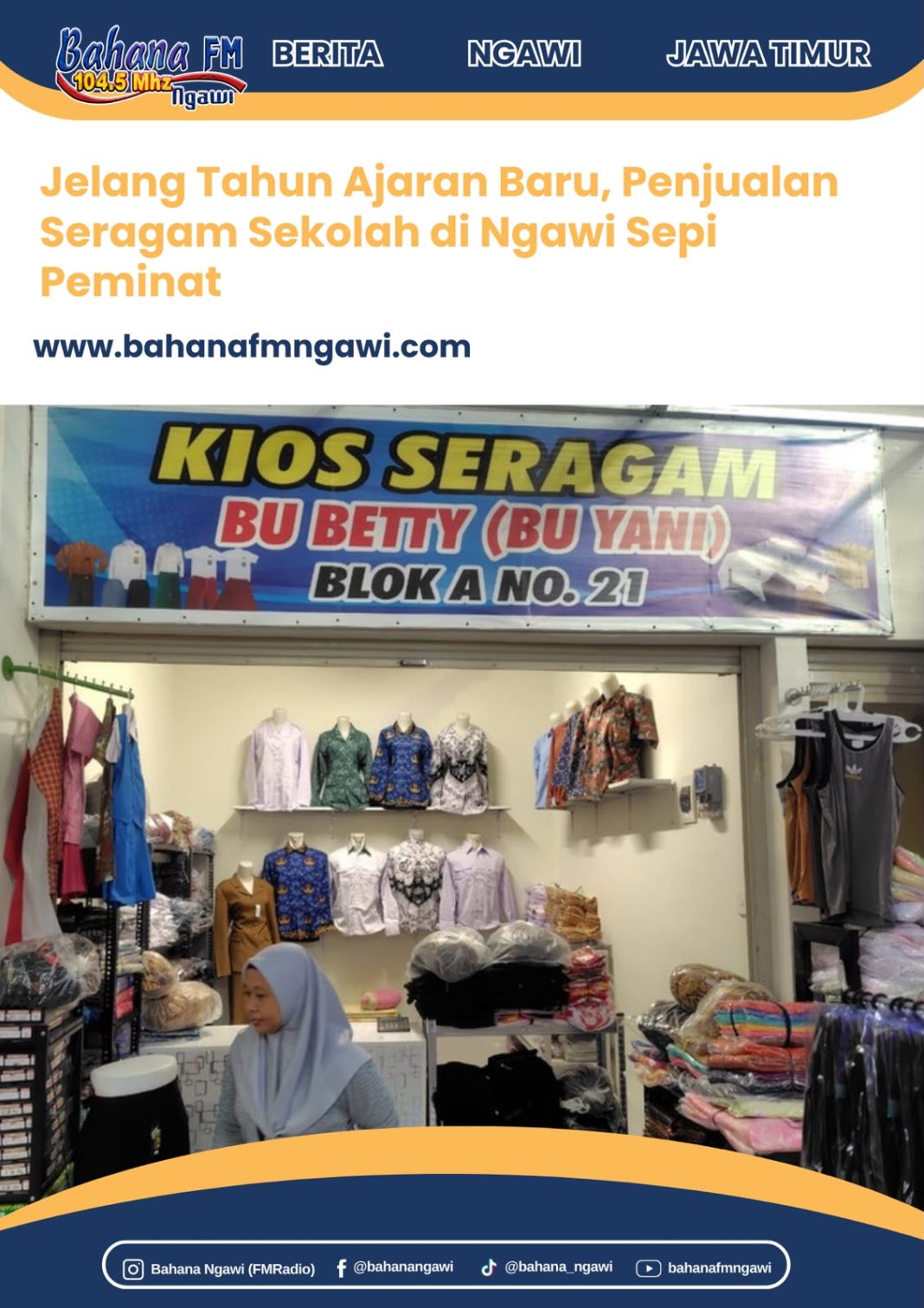 Jelang Tahun Ajaran Baru, Penjualan Seragam Sekolah di Ngawi Sepi Peminat