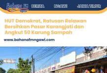 HUT Demokrat, Ratusan Relawan Bersihkan Pasar Karangjati dan Angkut 50 Karung Sampah