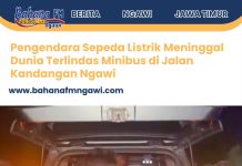 Pengendara Sepeda Listrik Meninggal Dunia Terlindas Minibus di Jalan Kandangan Ngawi