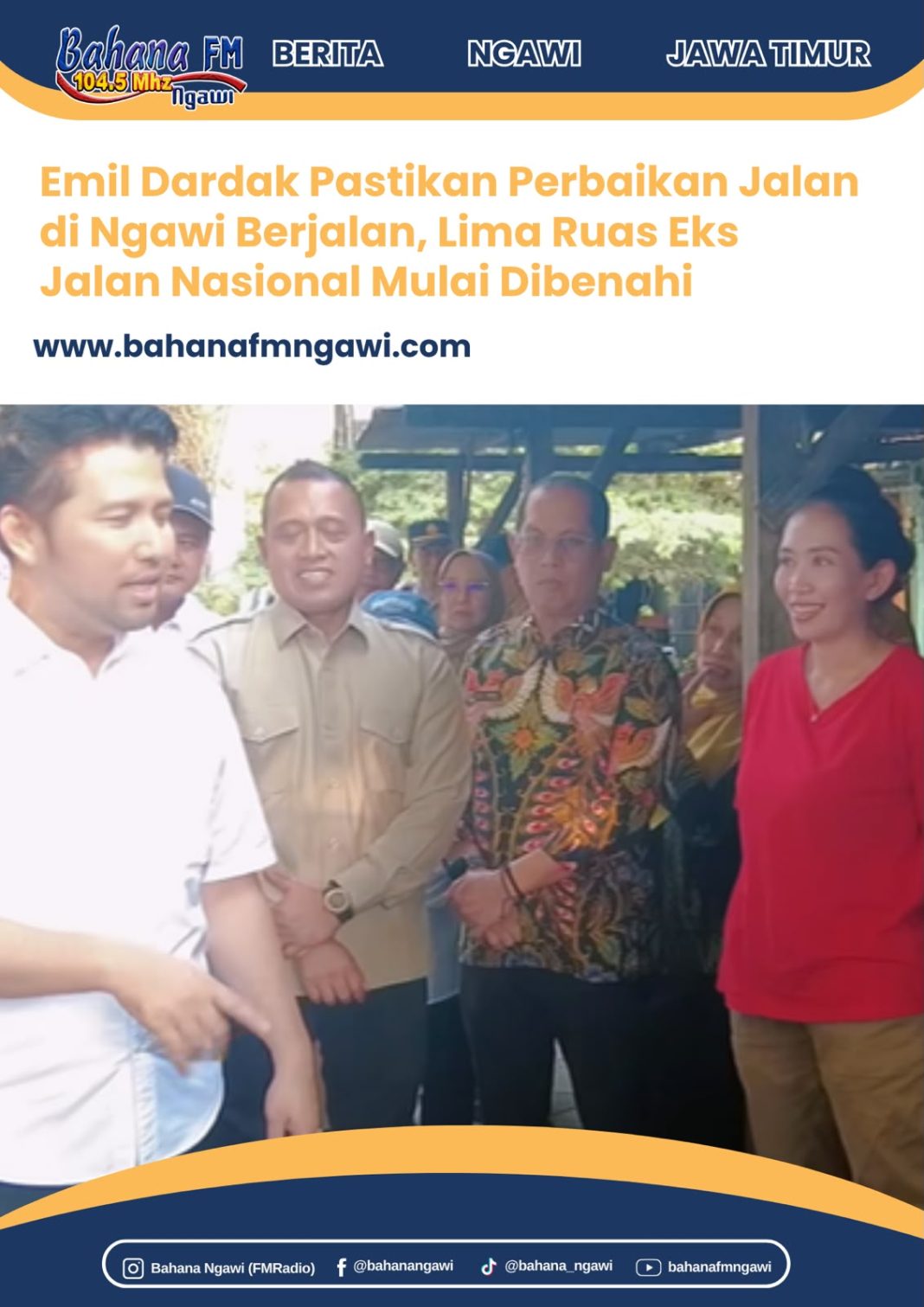 Emil Dardak Pastikan Perbaikan Jalan di Ngawi Berjalan, Lima Ruas Eks Jalan Nasional Mulai Dibenahi