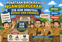 Penataan Birokrasi Ngawi Bergerak, 318 ASN Dimutasi, Rotasi dan Promosi
