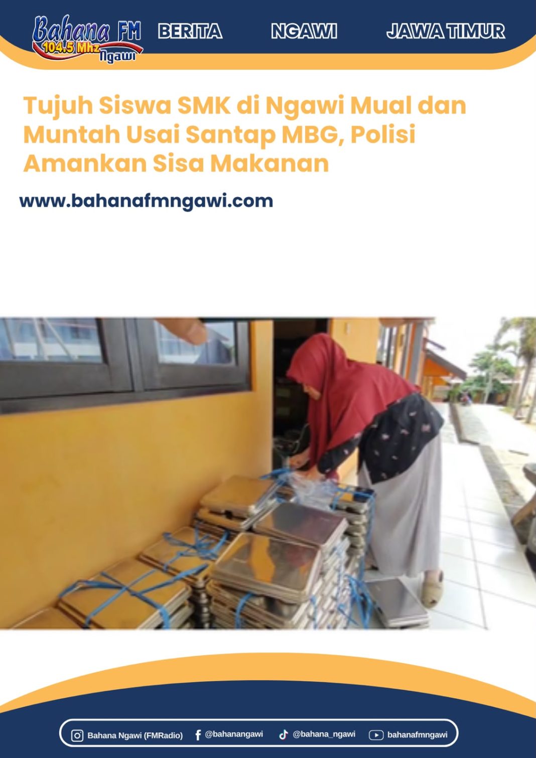 Tujuh Siswa SMK di Ngawi Mual dan Muntah Usai Santap MBG, Polisi Amankan Sisa Makanan