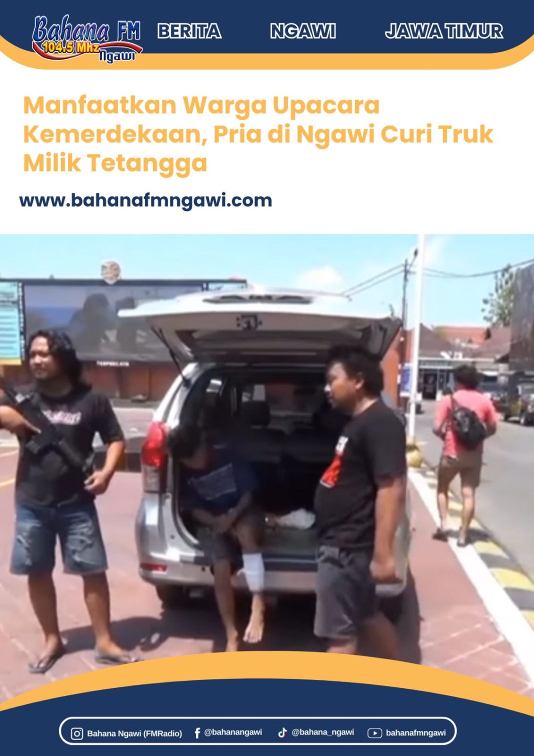 Manfaatkan Warga Upacara Kemerdekaan, Pria di Ngawi Curi Truk Milik Tetangga