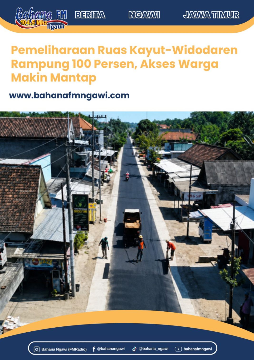 Pemeliharaan Ruas Kayut-Widodaren Rampung 100 Persen, Akses Warga Makin Mantap