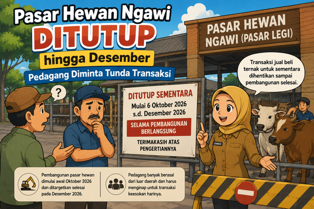 Pasar Hewan Ngawi Ditutup hingga Desember, Pedagang Diminta Tunda Transaksi