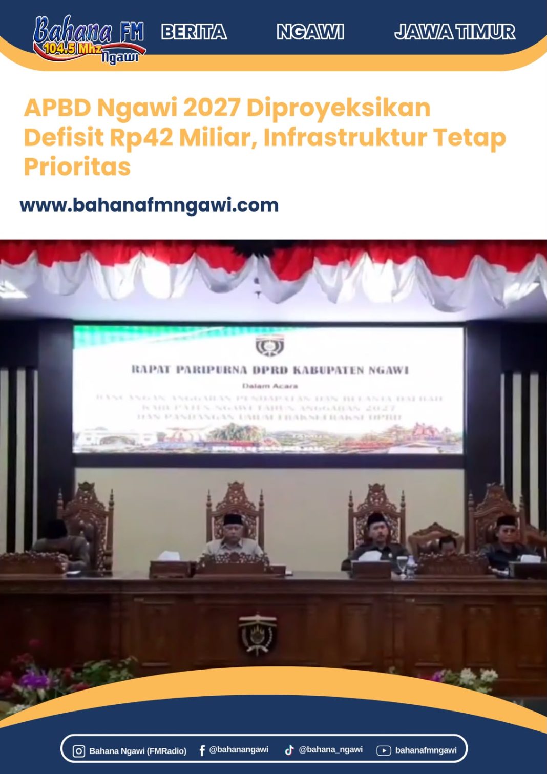 APBD Ngawi 2027 Diproyeksikan Defisit Rp42 Miliar, Infrastruktur Tetap Prioritas